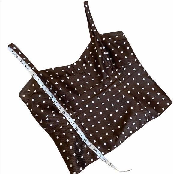 ETCETERA Silk Brown Polka Dot Bustier Tank Top 14 - Picture 7 of 7